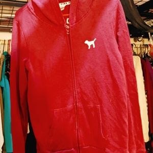 Pink by VS Crimson Zip Logo Hoodie